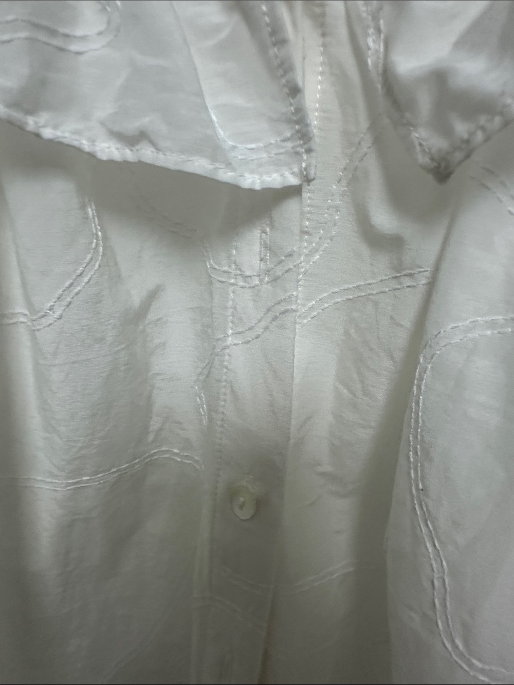 AYR White Ruffle-Neck Button Front Blouse - Picture 3 of 6